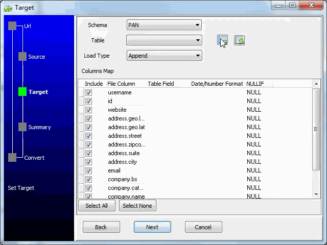 import JSON from open RESTful API to  DB2 database - config  DB2 table