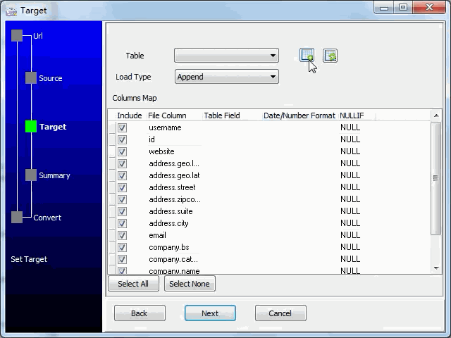 import JSON from open RESTful API to  SQLite  database - config  SQLite  table