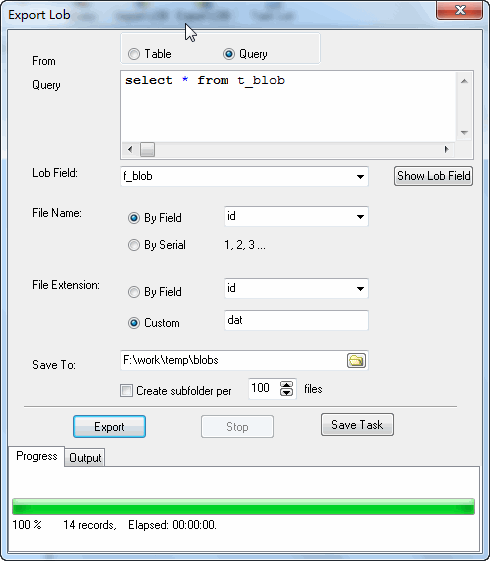 export lob from query