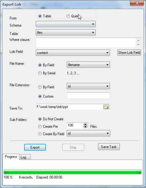 Batch save DB2 BLOB to ppt files - export