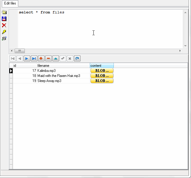 Batch import audio files into DB2 BLOB  - view