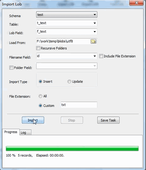 Batch insert CLOB (TEXT, NTEXT) data to SQLite