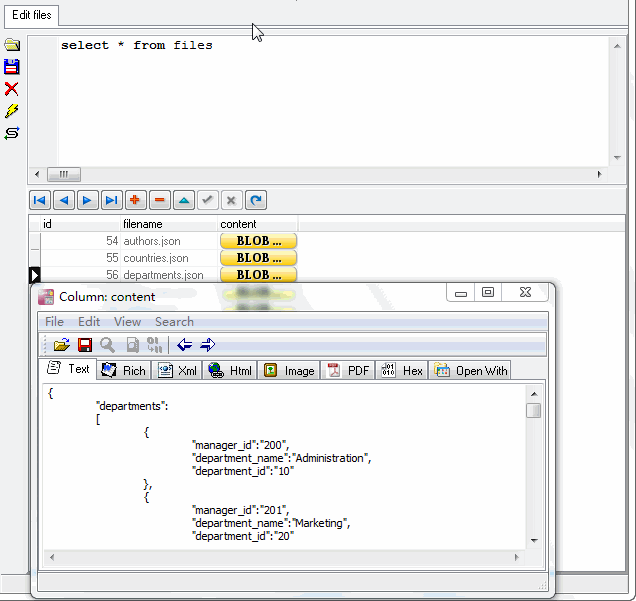 Batch import json files into DB2 CLOB  - view