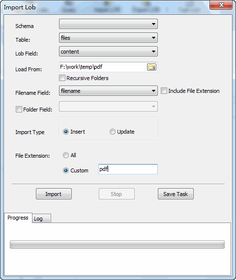 Batch insert pdf files into SQL Server [IMAGE, VARBINARY(MAX)] (BLOB) - config