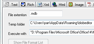 Open relational database BLOB CLOB data by external program