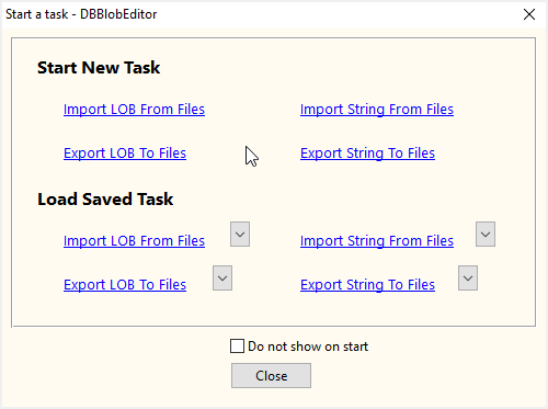 Batch import audio files into SQLite BLOB  - Task Window