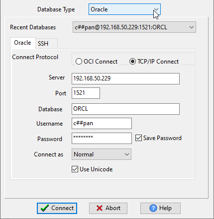 convert PostgreSQL  data to Oracle data - Choose Oracle and logon