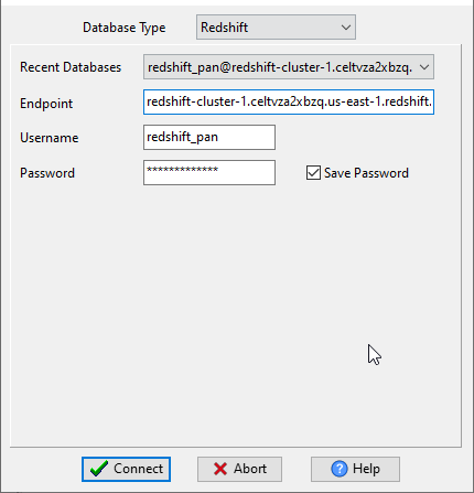 export Redshift  table to TSV file - Choose Redshift and logon