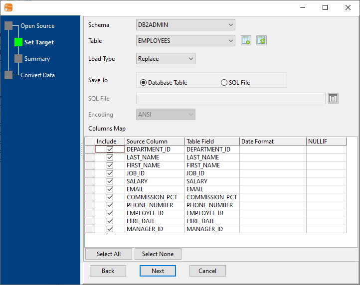 Extract MongoDB query data to DB2 table - select table