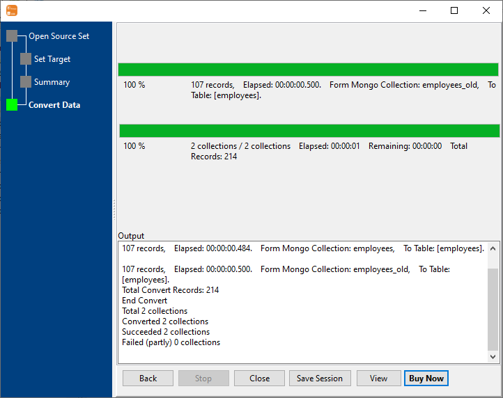 Import data from MongoDB Similar collections to 1 database table - import