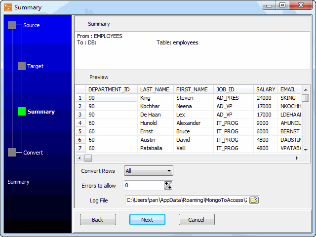 Import data from MongoDB Collection To PostgreSQL Table - summary