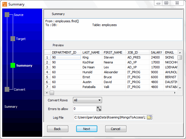 Import data from MongoDB Query To MySQL Table - summary