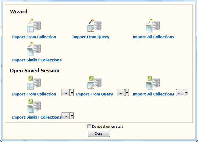Import data from MongoDB Collections To MySQL Tables - task window
