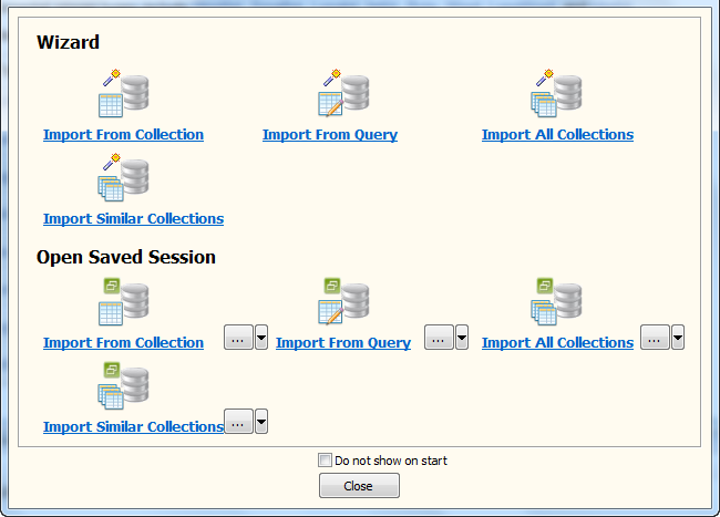 Import data from MongoDB query results to SQLite table - Task Window