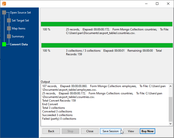 Export data from MongoDB Collections To Files - export