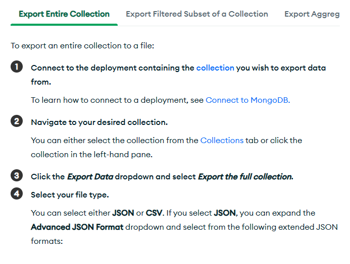 MongoDB Compass Export