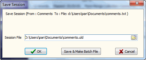 ODBC To Files - save session file