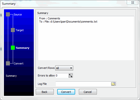 ODBC To Files - summary