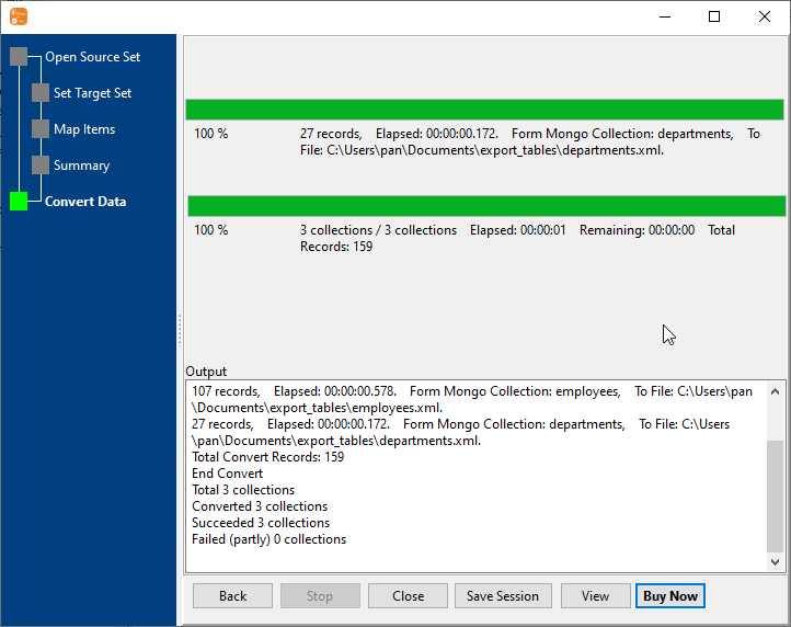Batch export MongoDB collections to XMLfiles - convert files