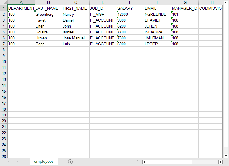 export MongoDB query result to Excel file - view Excel file