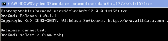 Oracle Command Tool - connect as normal with parameter