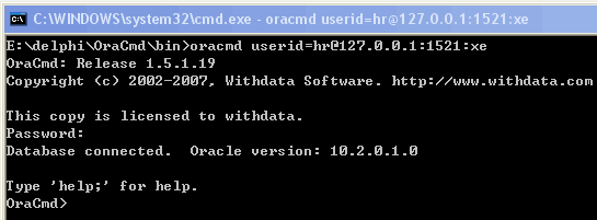 Oracle Command Tool - connect as normal with parameter hide password