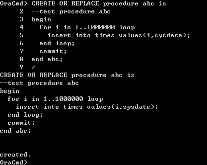 Oracle Command Tool - create oracle procedure