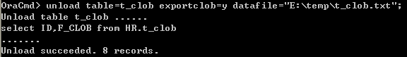 Oracle unload clob command
