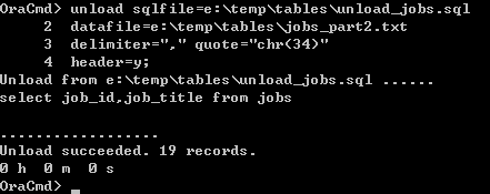 Oracle export data from sql file command