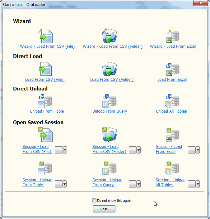 Import CSV file data To Oracle - task window