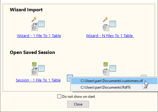 JSON To DBF - load session button