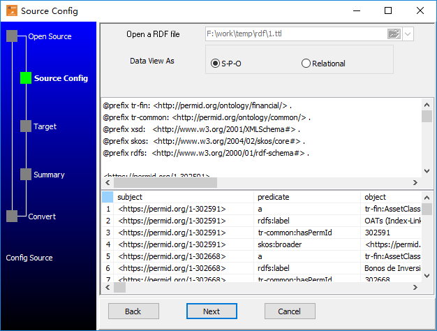 Batch import RDF data To SQLite - select a folder