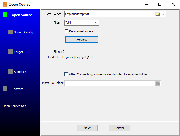 Batch import RDF data To PostgreSQL - select a folder