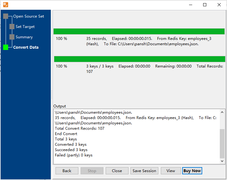 Batch export Redis data from hash keys to 1 Json file - export hash