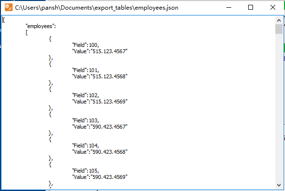 Batch export Redis data from hash keys to Json files - view json file