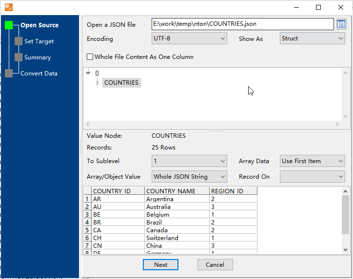 Import JSON file into Redis hash key - source file