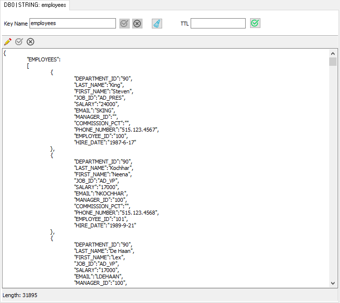 Viewing and editing the value of a Redis key in RedisDataStudio