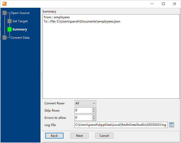 Export Redis data from string keys in same namespace to Json file - summary