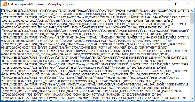 Export Redis data from string keys in same namespace to Json file - view json file