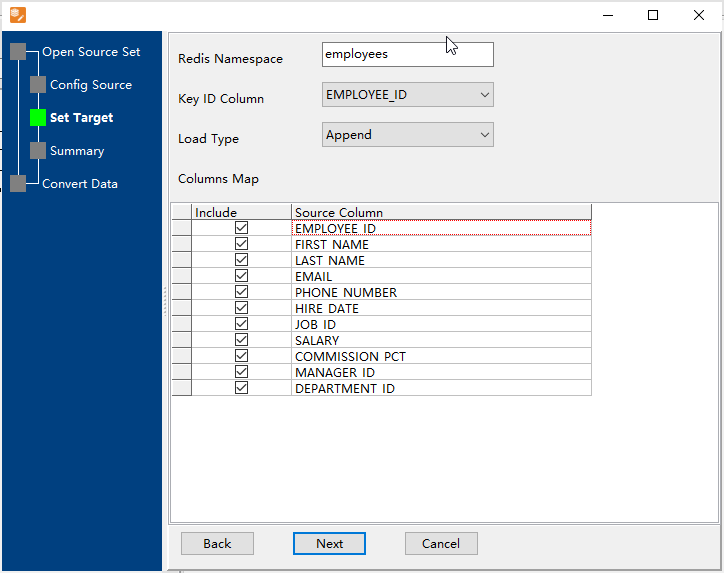 Batch import Excel files into Redis hash keys in same namespace - config destination hash keys namespace