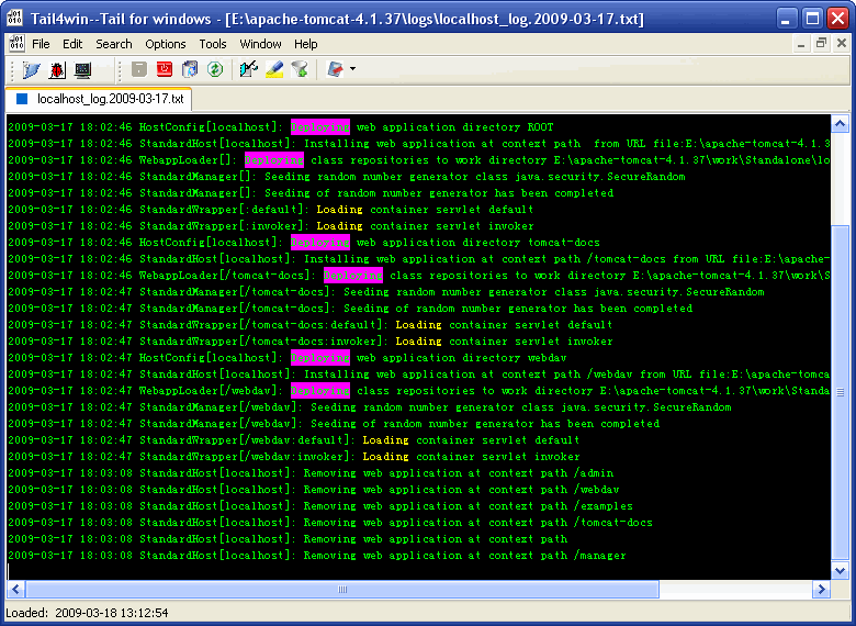 Highlight rules marking lines in a followed log in Tail4win