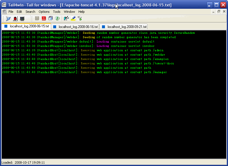 Windows Tail - tail4win show session