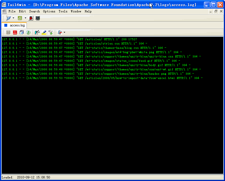 tail Apache log on windows
