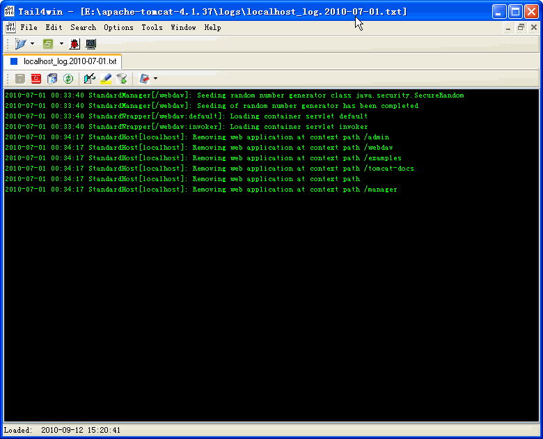 tail Tomcat log on windows