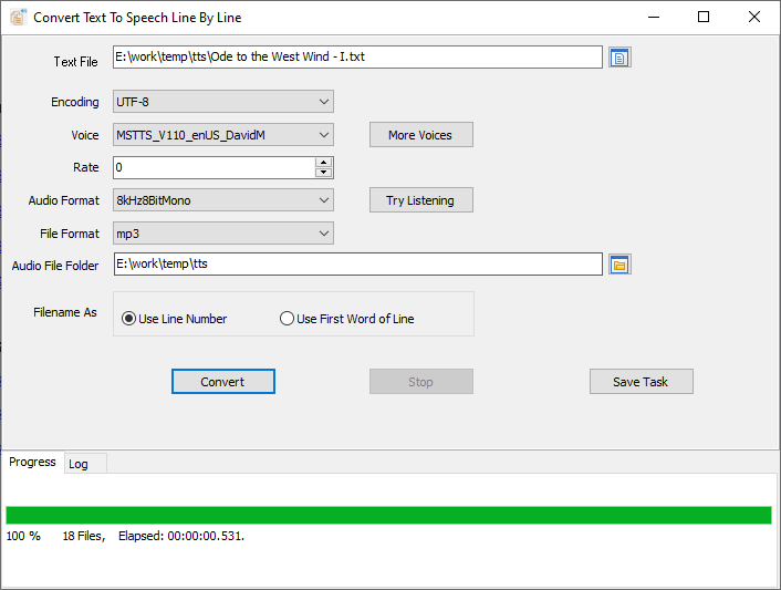 tts convert line by line