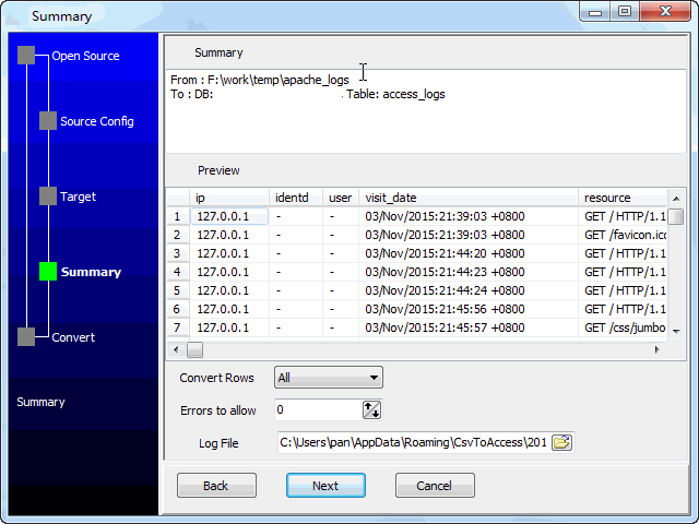 Transfer Apache (httpd) logs To SQL Server  - preview