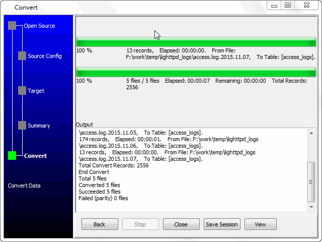 Buik load Lighttpd Visit logs into Access  - import log