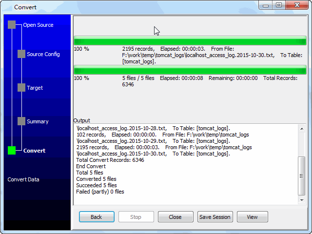 Buik load Tomcat logs into SQL Server  - import log