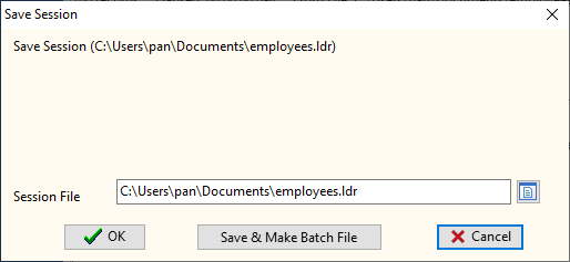 TXT (CSV) To DBF - save session file