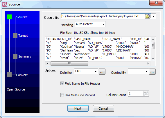 Import Data From TXT File To Oracle - open TXT file